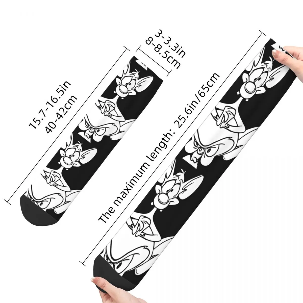 Funny Crazy Compression Sock for Men Best Coloring Pages For Kids Hip Hop Vintage Pinky and the Brain TV Seamless Boys Crew Sock