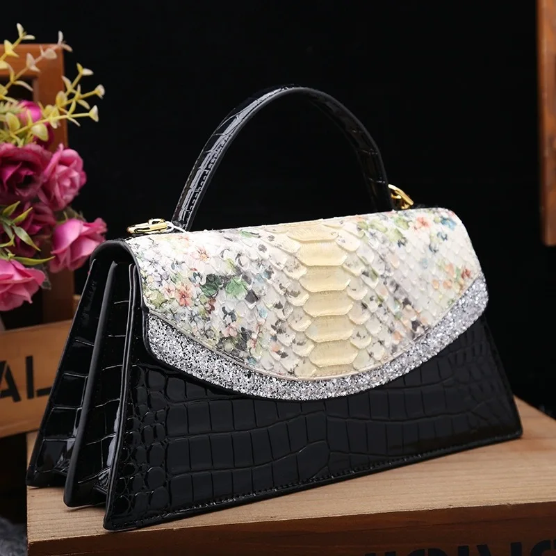 

Luxury Designer Brand New Cowhide High Quality Crocodile Print Handbag Women's Fashion Single Shoulder Crossbody Bag Hot Sale