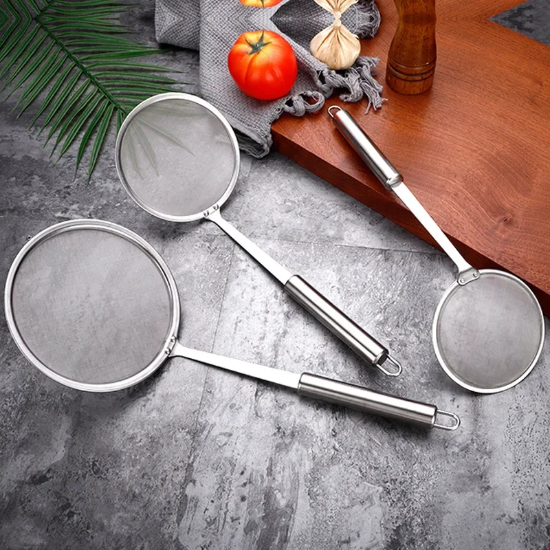 Kitchen 304 Filter Foam Stainless Steel Oil Spill Spoon Can Be Wall-mounted Encrypted Dregs Soy Milk Filter Spoon