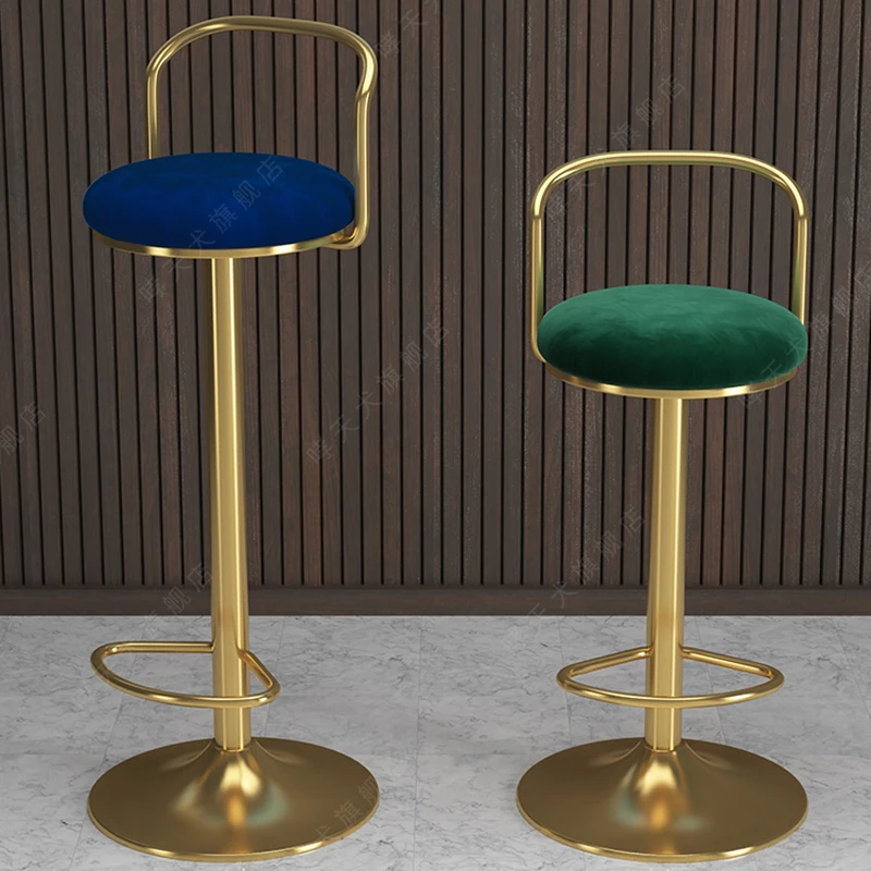 

Minimalistic Industrial Bar Stool Lounge Design Coffee Shop Wood Bar Stool Metal Gold Taburete Con Ruedas Salon Chairs