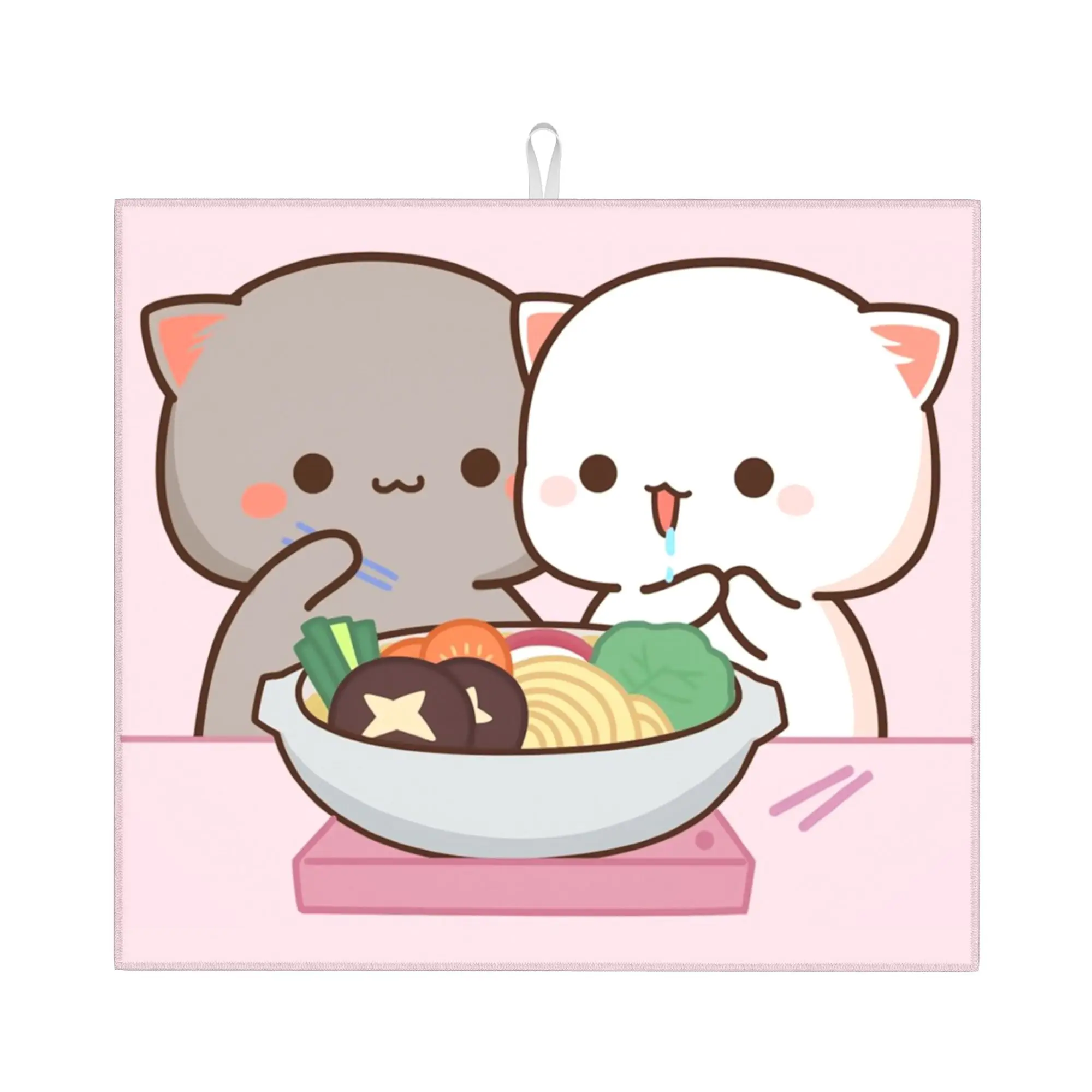 Drying Mat For Kitchen Bubu Dudu Panda And Brownie Bear Couple Water Absorbent Waterproof On Slip Kitchen Counter Protector Mat
