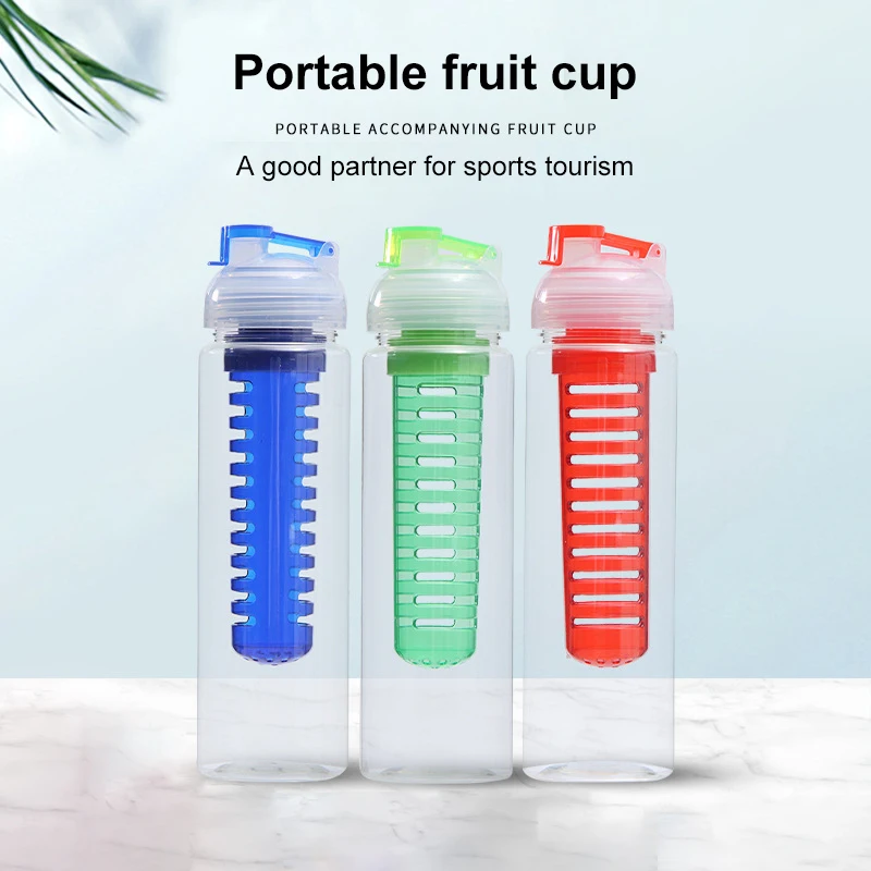 700ml Portable Fruit Infuser Water Bottle Kids Outdoor Sports Lemon Juice Bottle Flip Lid For Kitchen Table Camping Travel