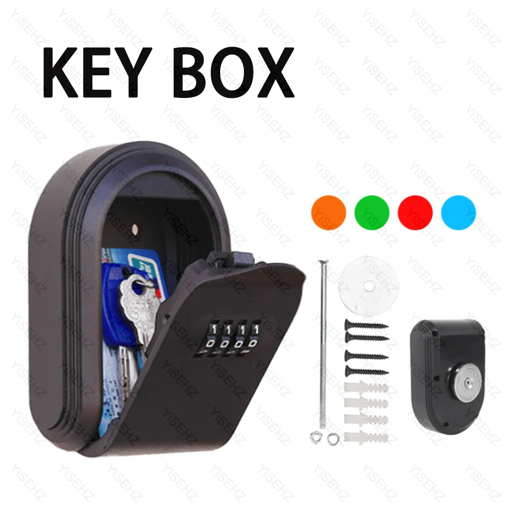 Key Box 4 Digit Password Code Security Lock Wall Mount No Key for Home Office Key Safe Secret Storage Box Organizer