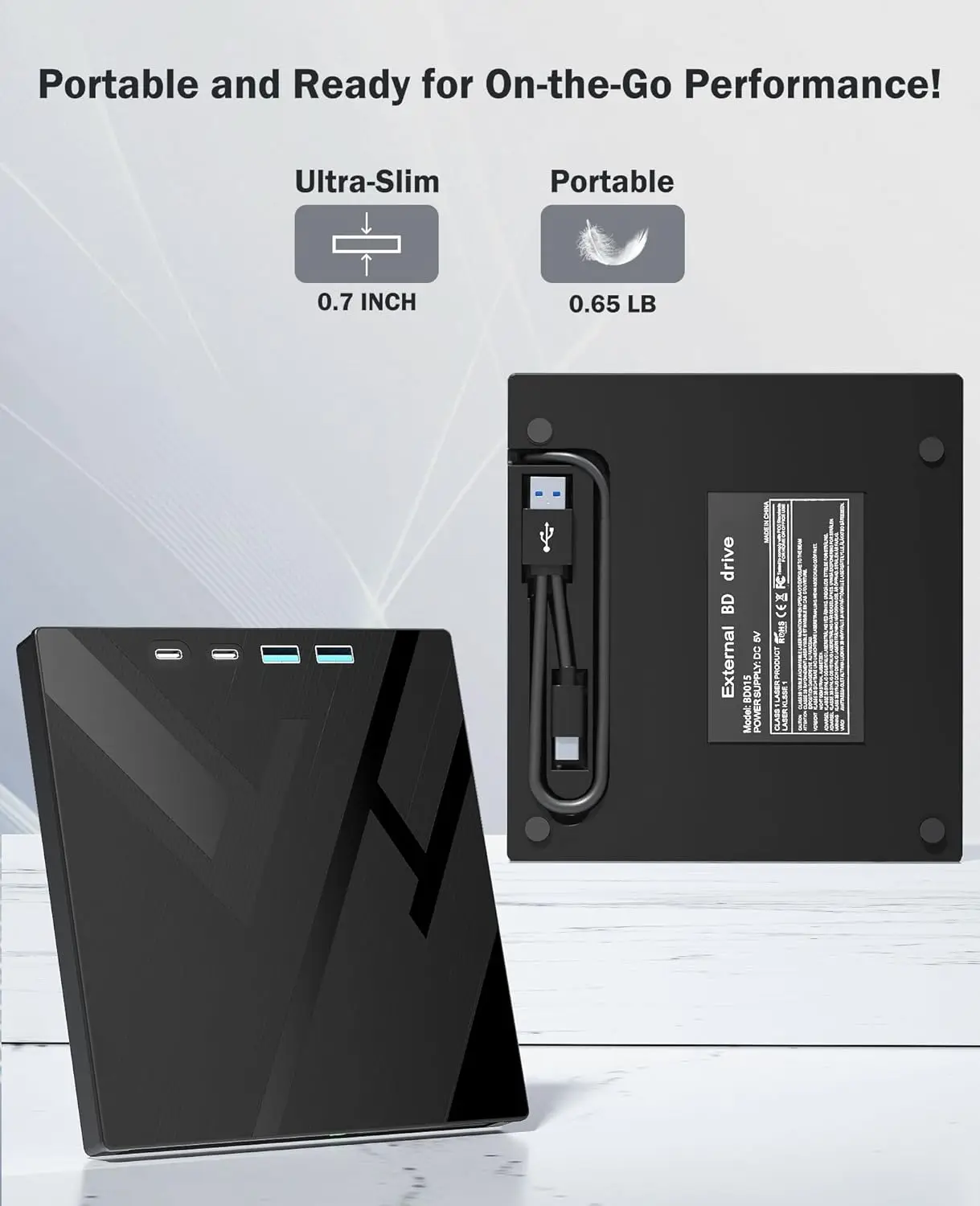 7-in-1 externes optisches Bluray-Laufwerk für Laptop-PC USB 3.0 Typ-C BD DVD CD-RW-Player Tragbarer Brenner mit SD/TF-Kartensteckplatz
