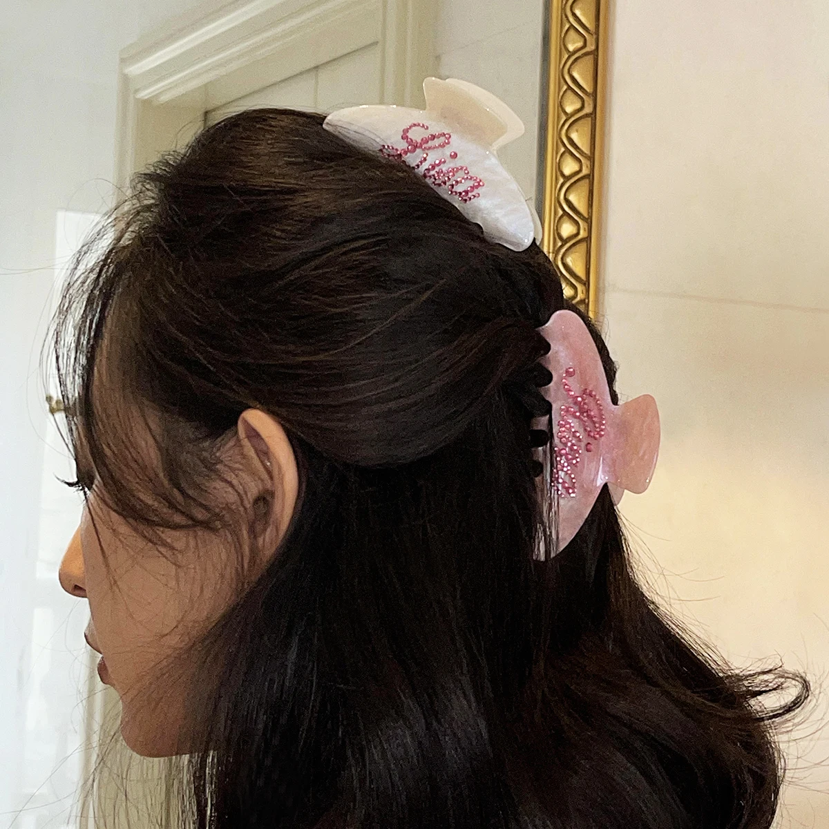 ออกแบบใหม่2022 Pure Handmade เพชรสองด้าน DIY ตัวเลขชื่อ Grabber Hairpin Hairpin คู่ของขวัญยอดนิยม