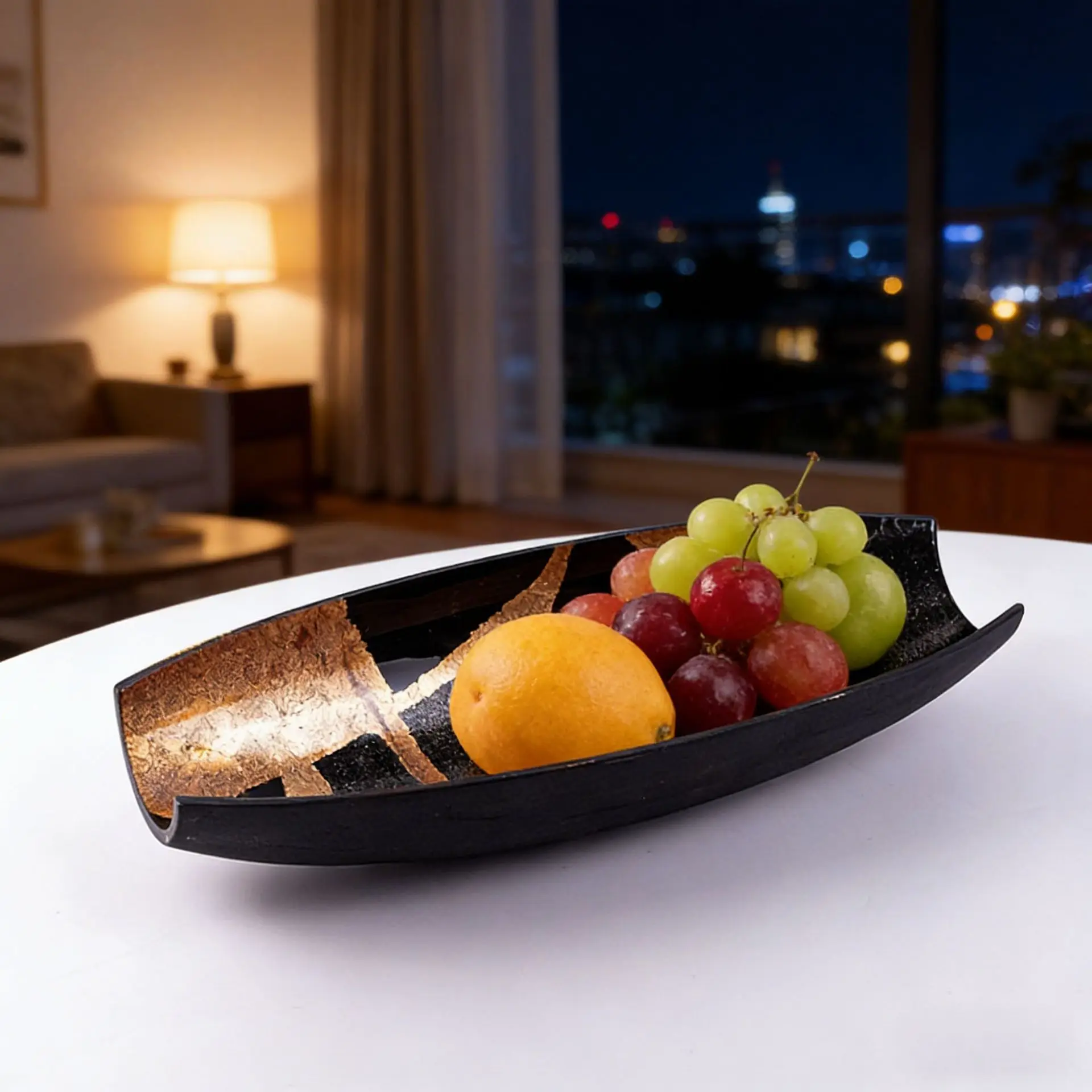 Black gold gradual change glass vase light luxury gift tray candy plate home soft decoration ornament