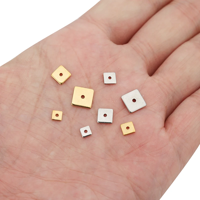 50pcs Stainless Steel 4/5/6/8mm Square Spacers Loose Beads PVD Gold for Bracelets Necklaces DIY Jewelry Making Accessories image 6