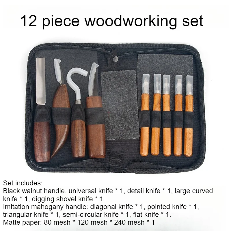 Carving Knives Woodworking Carving Tool Beginners Professionals Gloves with Cut-resistant Gloves Portable DIY Wood Carving Tool