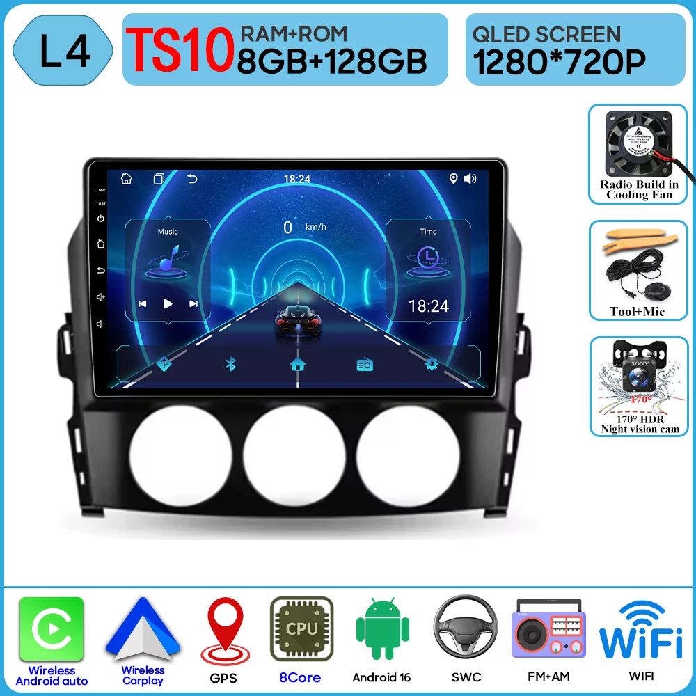 Autoradio Voor Mazda MX-5 MX5 III 3 NC 2005-2015 Stereo Multimedia Speler Carplay Android Auto GPS Video scherm 5G Wifi Geen 2din