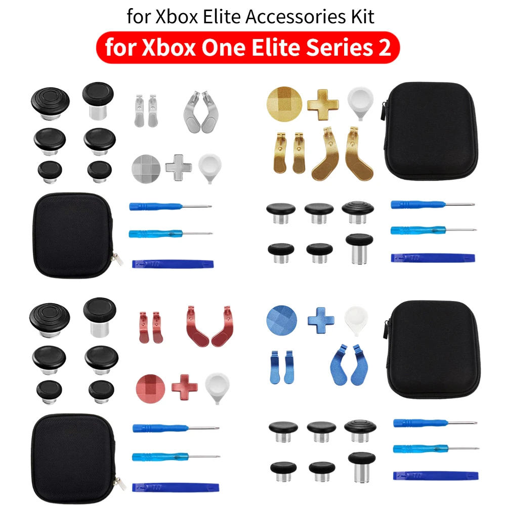 

Набор аксессуаров 17-в-1 для контроллера Xbox One Elite Series 2: стики, лопатки и D-пады, набор для ремонта триггеров и пэдов D-пада