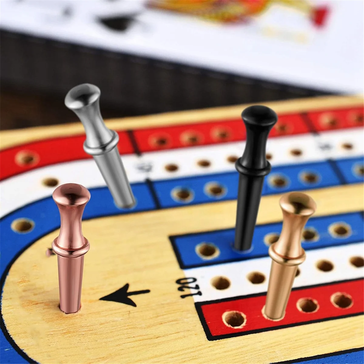 A44U 48 Buah Pasak Papan Cribbage Logam untuk 1/8 Lubang Aksesori Permainan Mainan untuk Permainan Papan Tradisional Cribbage