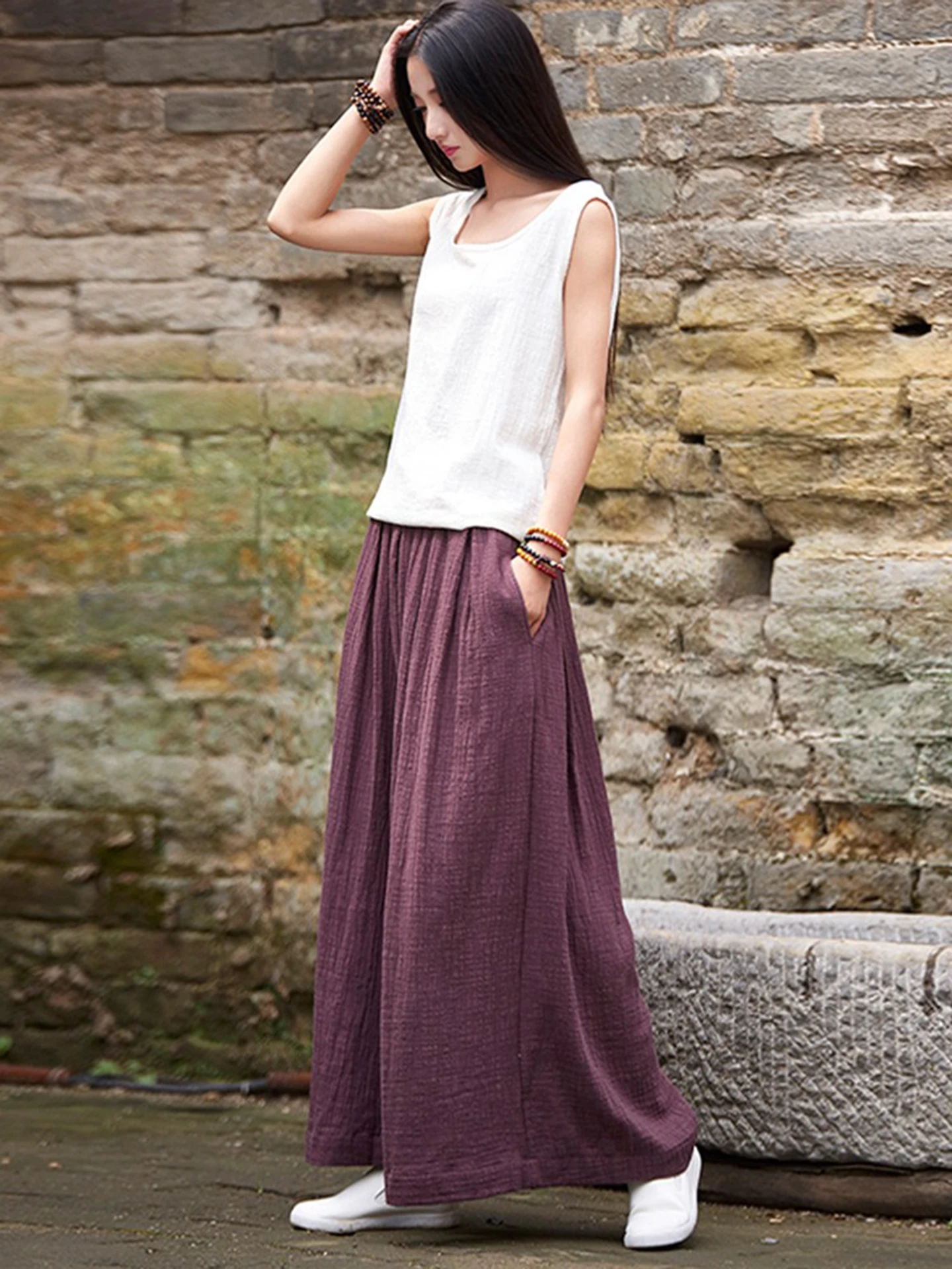 

Свободные хлопковые льняные брюки-палаццо для йоги женские, весна-осень, новые, плиссированные, повседневные, удобные, дышащие