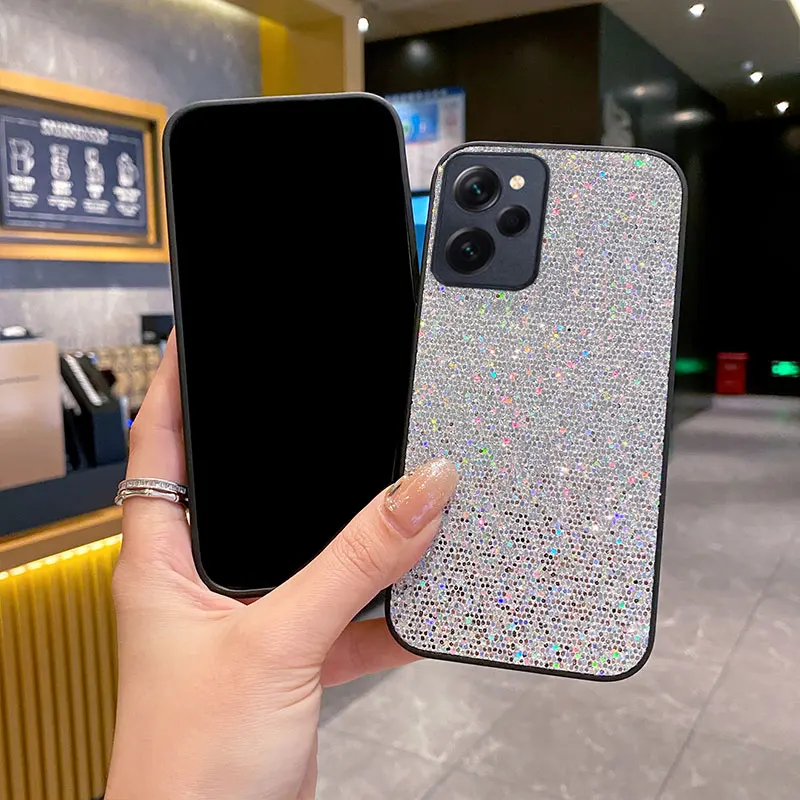 럭셔리 별빛 TPU 폰 케이스 샤오미 포코 F6 F5 프로 X3 X4 X5 X6 X7 프로 5G 글리터 가죽 충격 방지 소프트 쉘