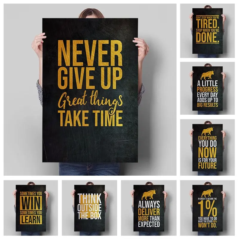 Pintura en lienzo con cita motivacional, comercial de existencias, compre el miedo, vende el ganado para el mejor arte de pared de los comerciantes