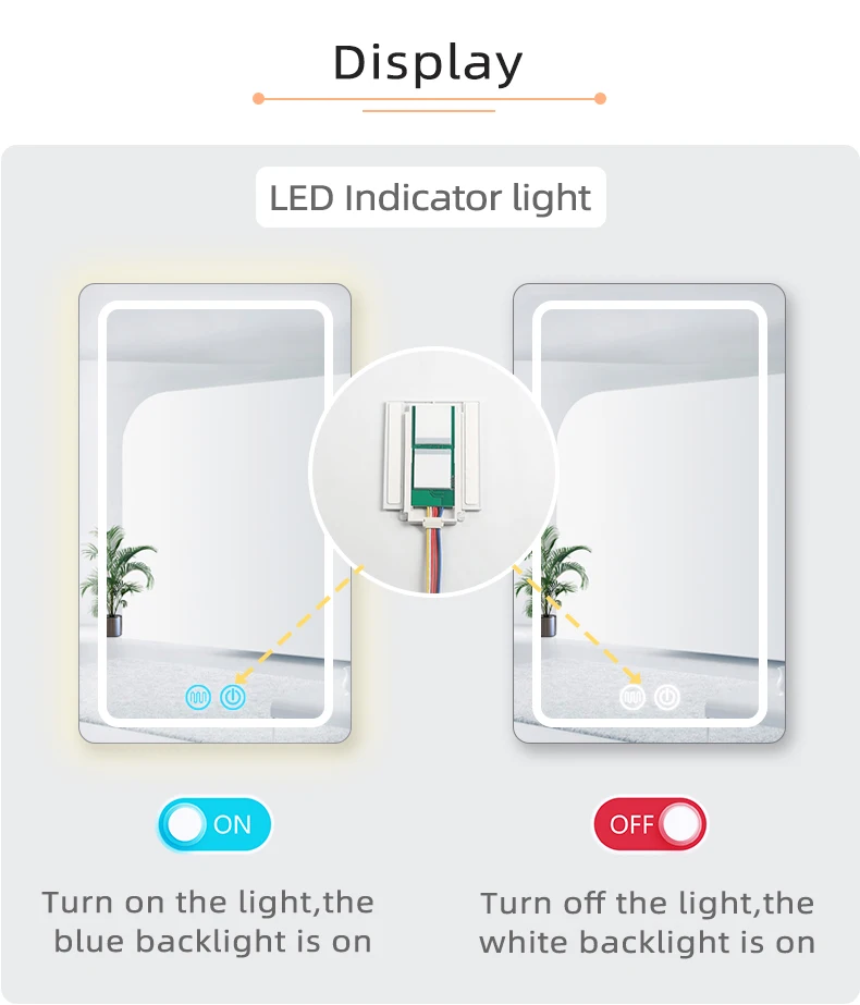 Badezimmer-Smart-Spiegel Touch-Schalter DC12V, Doppelknopfsteuerung für Entnebelungspad und LED-Licht Touch-Schalter, mit Dimmfunktion – Detail 5