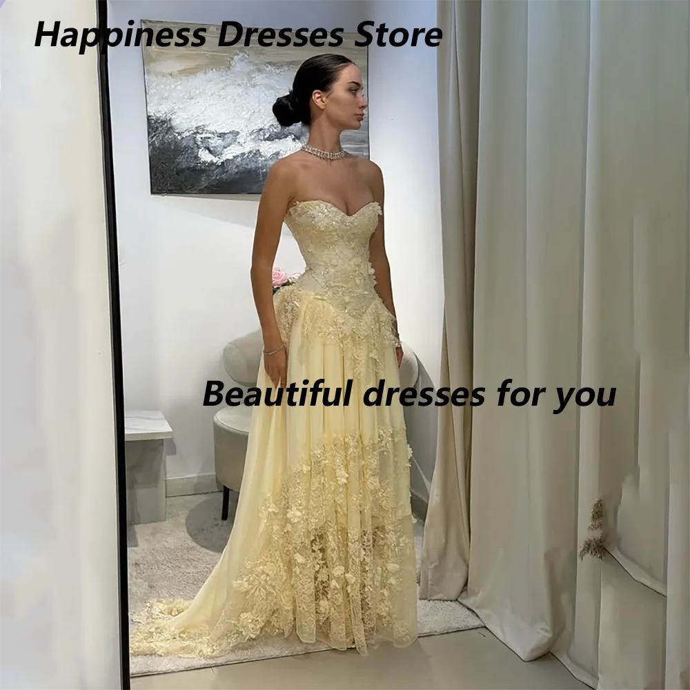 

Роскошное вечернее платье с кружевной аппликацией и вырезом в форме сердца Вечерние платья Плиссированные длинные желтые вечерние платья трапециевидной формы по индивидуальному заказу
