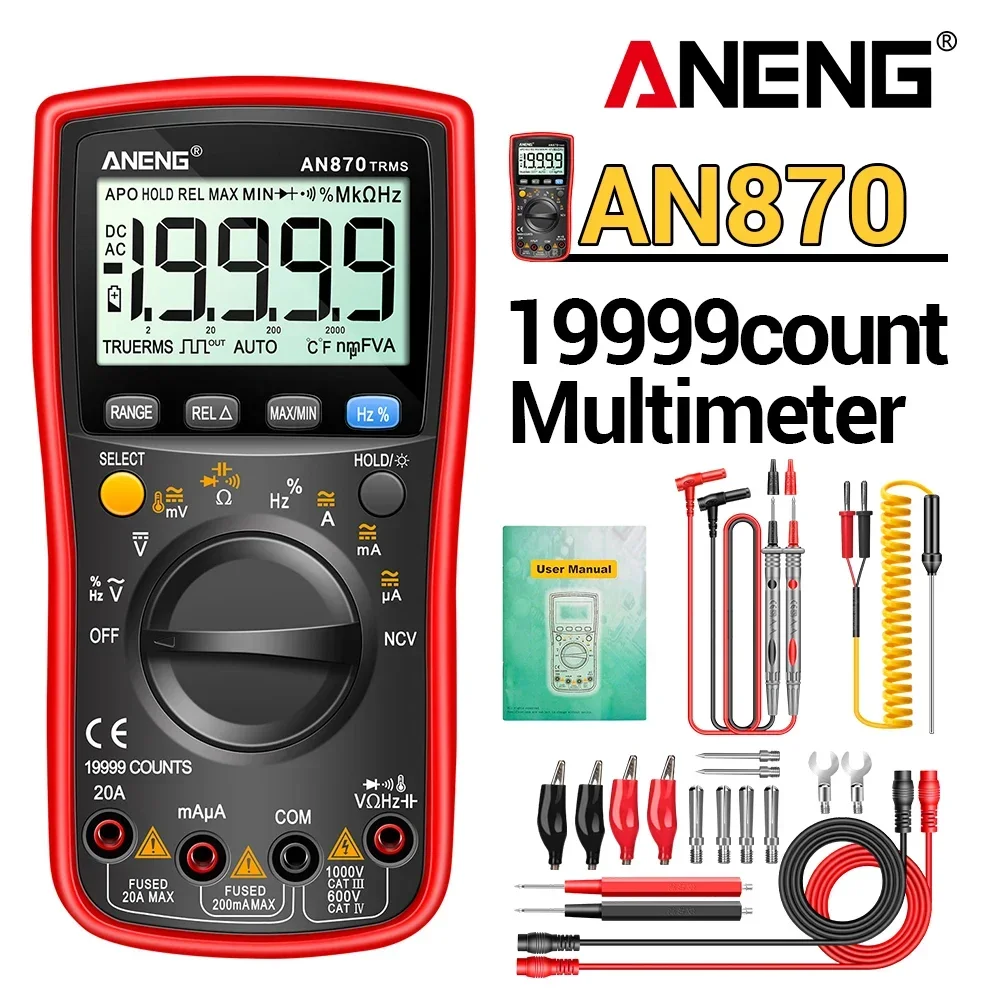 Digital Multimeter 19999 Counts ANENG AN870 True Rms Multimeters AC/DC Current Meter Voltimetro Profesional Voltage Tester F