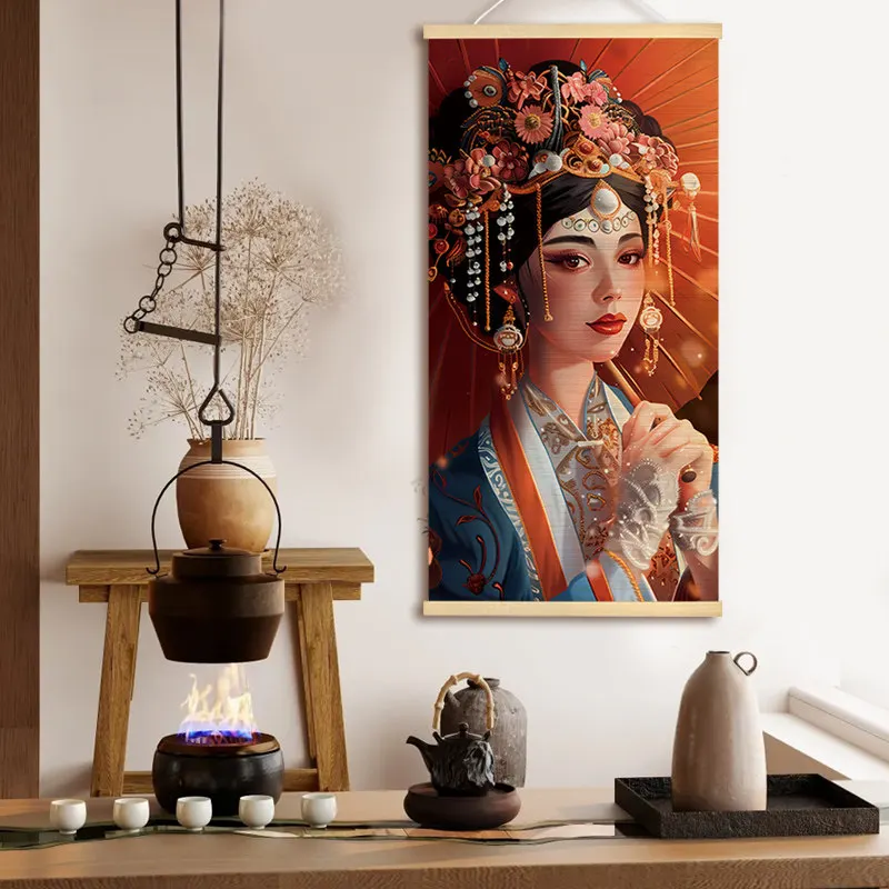 Paintings Home Decor Bamboo Tapestry Handmade Artisan Opera Beauty Wall Decor Slow Living Wabi Sabi Living Room Entryway