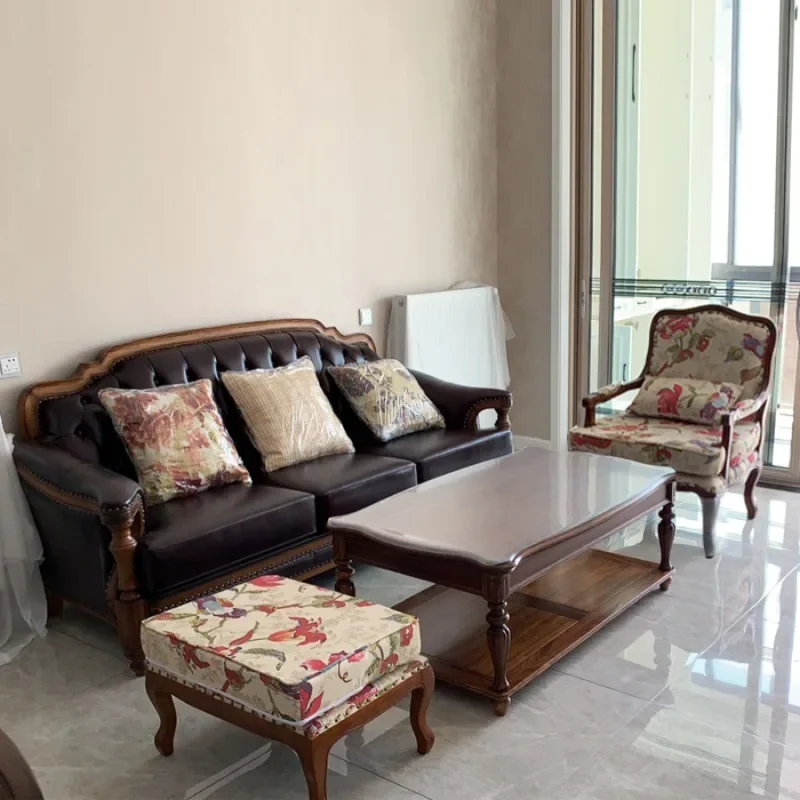 Tiger chair American fabric single sofa chair living room balcony leisure chair foot pedal light luxury single solid wood tiger