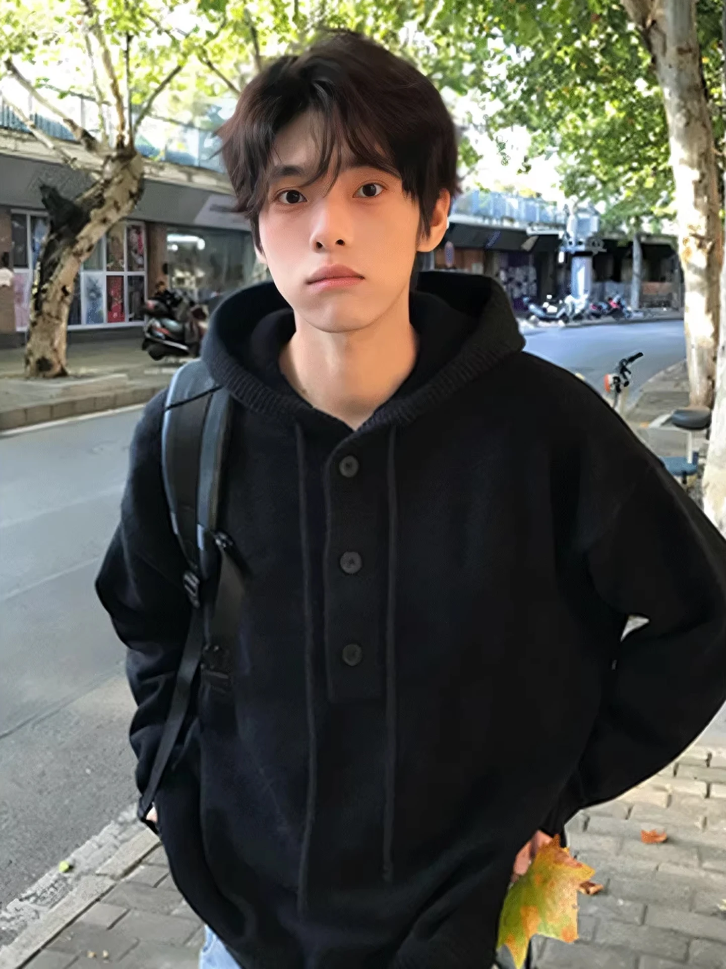 

Cleanfit Men's Hoodie Knitwear Casual Henry Collar Base Layer Winter Comfortable Soft Loose Fit Long Sve Sweatirt