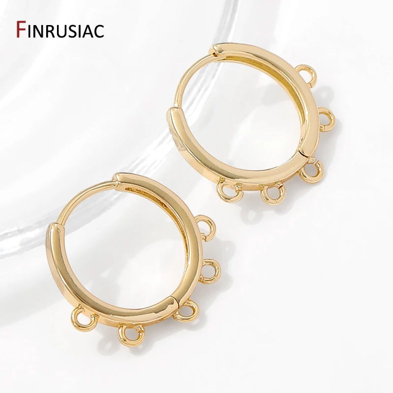 Trendy 14K Gold Plated Brass French Hoop Earring Clasps with 3 and 5 Open Rings For DIY Dangle Earrings Making Supplies image 2