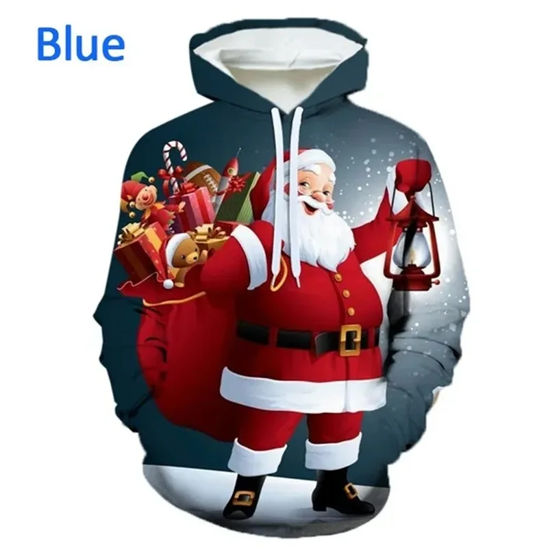 Heren Kerst Hoodies 3d Print Santa Claus Pullover Grafische Sweatshirts Unisex Casual Grappig Hoodie Heren Streetwear Top