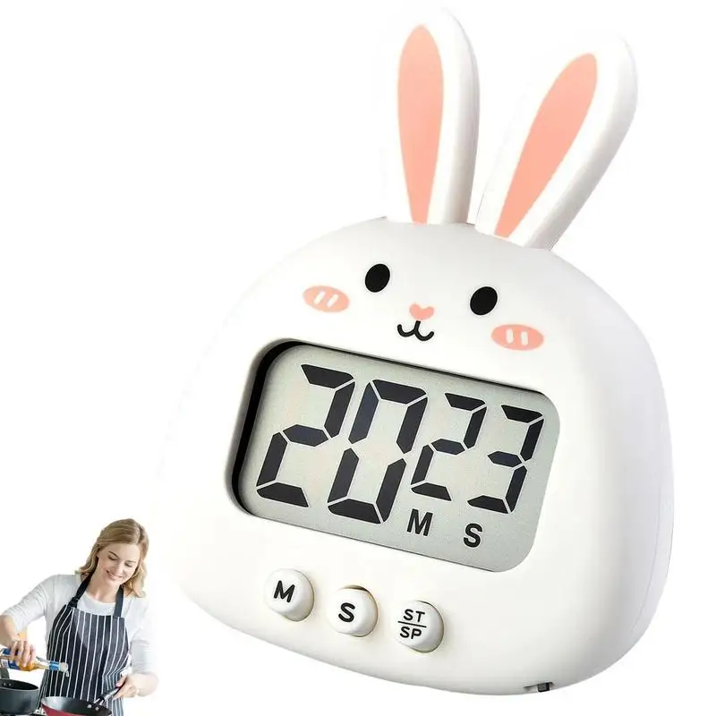 Digital Timer Funny Rabbit Shape LCD Digital Countdown Timer Magnetic Desk Timer Electronic Kitchen Timer For Cooking Baking