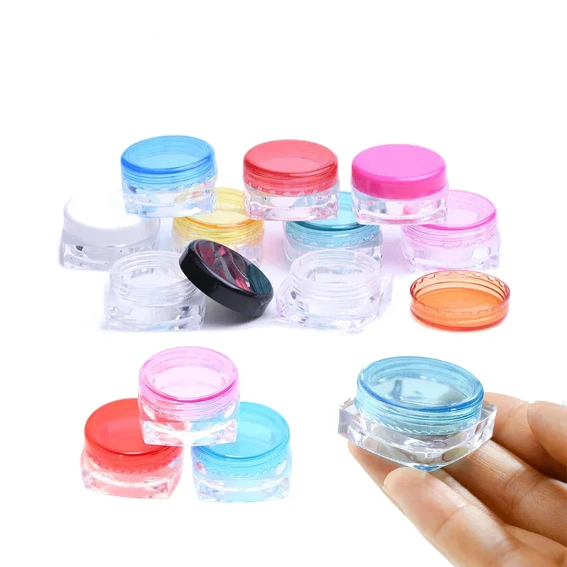 100 قطعة 3 جرام 5 جرام مربع الشكل البلاستيك التجميل الجرار عينة الأواني حاويات السفر الفارغة لظلال العيون الأظافر مسحوق الكريمات والمجوهرات #2