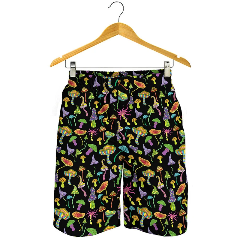 Colorful Mushroom 3d Print Beach Shorts Summer Hawaiian Street Oversized Short Pants Men Surf Board Shorts Swimming Trunks