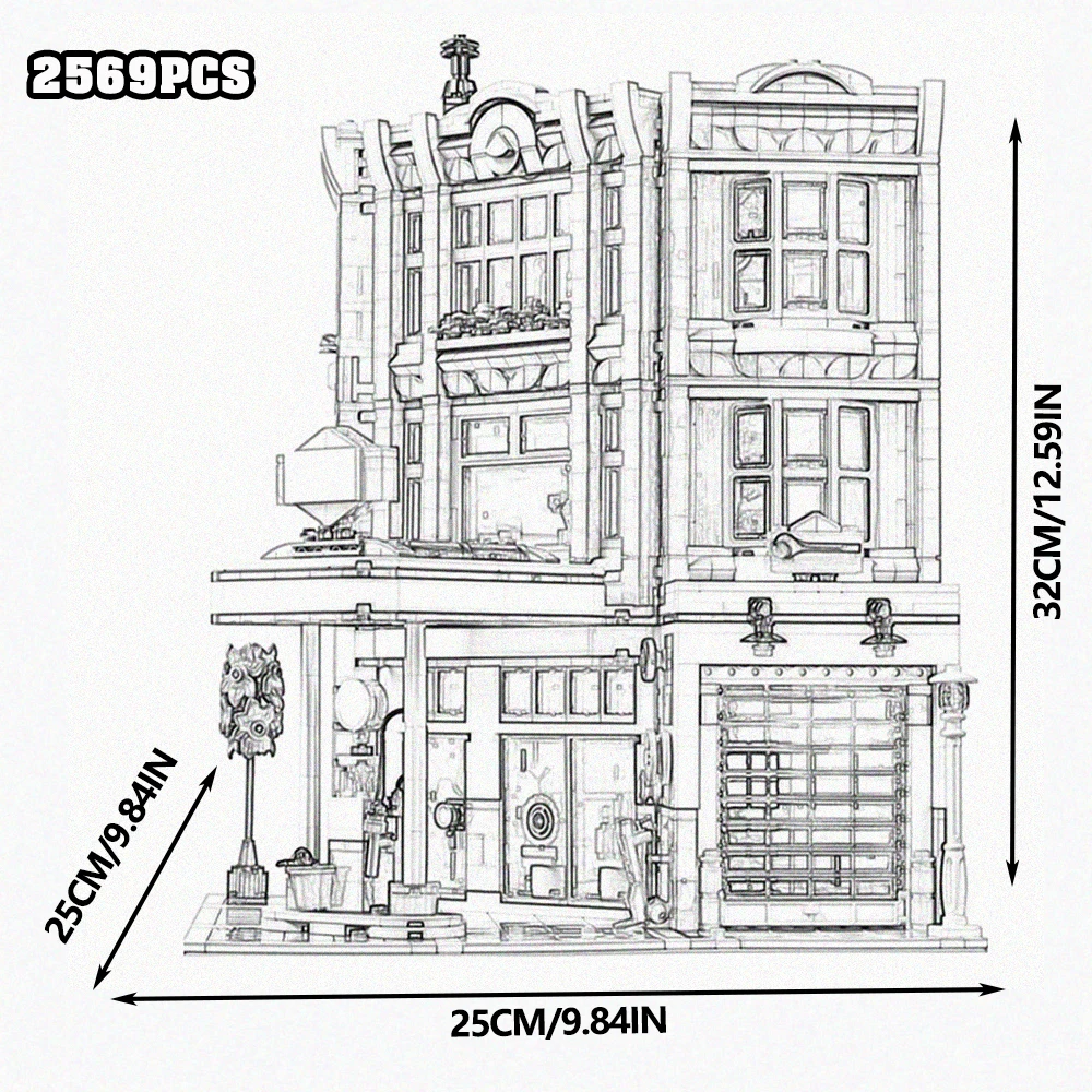 Creative Expert Bricks Bank Cafe Corner MOC Street View City Model House Pet Shop Town Hall Downtown Diner Bouwstenen Speelgoed