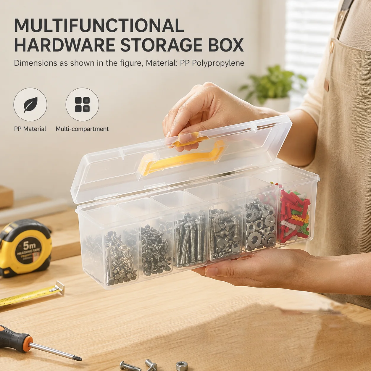 7-in-1 Portable Hardware Storage Box ,6 Detachable Small Bins,Multifunctional Organizer for Screws,Nuts & Household Small Parts image 4