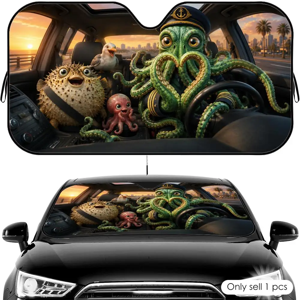 

Captain Cthulhu Sun Visor Car Windshield Sun Shade UV Protection Heat Insulation Cover Universal Sun Protector