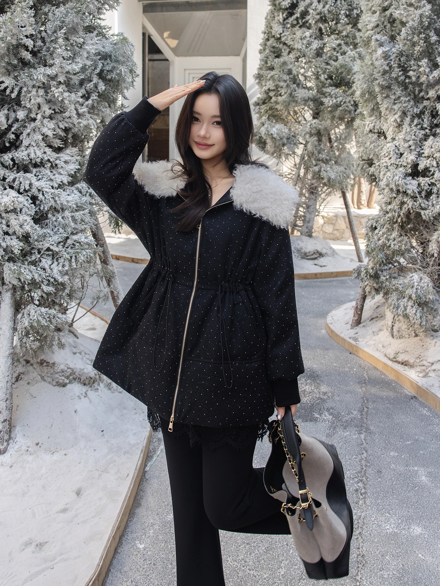 

Warm Sli Versatile White Goose down Jaet Long Length Casual Faion for Women Ci Leisure Thiened Winter Coat