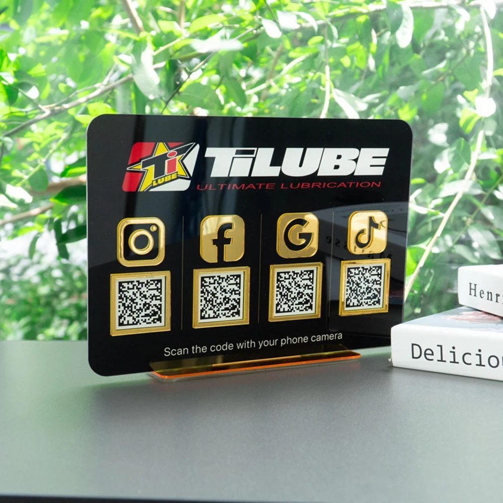 Personalized Customization QR Code Acrylic Signage Salon Social Media Google Review Logo Suitable For Store Facade Decoration