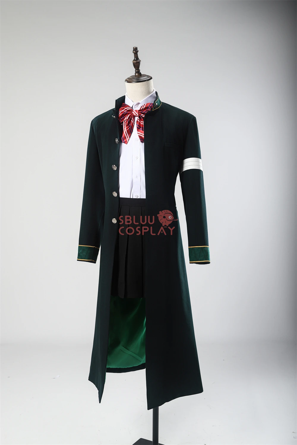 SBluuCosplay Anime Tasuku Tsubakino Cosplay Costume Green Long Trench Coat Skirt Halloween Carnival Party Outfit