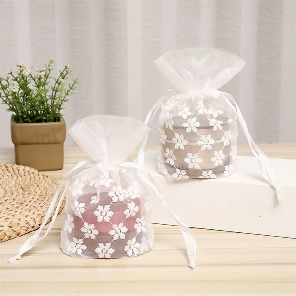 

High Quality White Gift Bag Festival Favor Gauze Storage Bag Packing Lace Sachet Party Supply