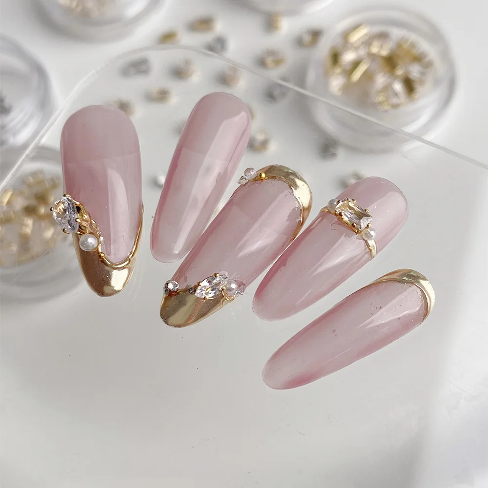 20 pçs strass arte do prego encantos conjunto de jóias diamante decoração do prego brilhante gota de água quadrado zircão manicare cristal prego