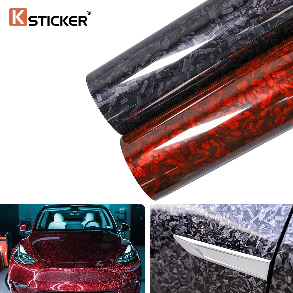 

Ksticker автомобильная упаковочная крышка из кованого углеродного волокна черный, красный цвет, лист кузова автомобиля, наклейка в рулоне, авто, мотоцикл, грузовик, наклейка «сделай сам»