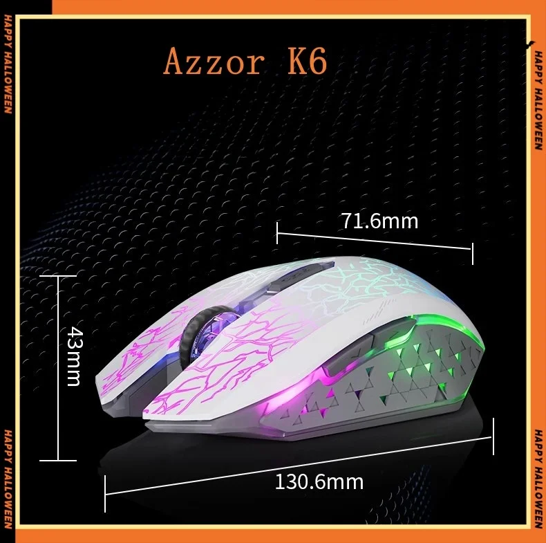 Azzor K6 gaming mouse with tri-gears change speed wireless crack emitting e-sports gaming mouse for office gaming pc accessories