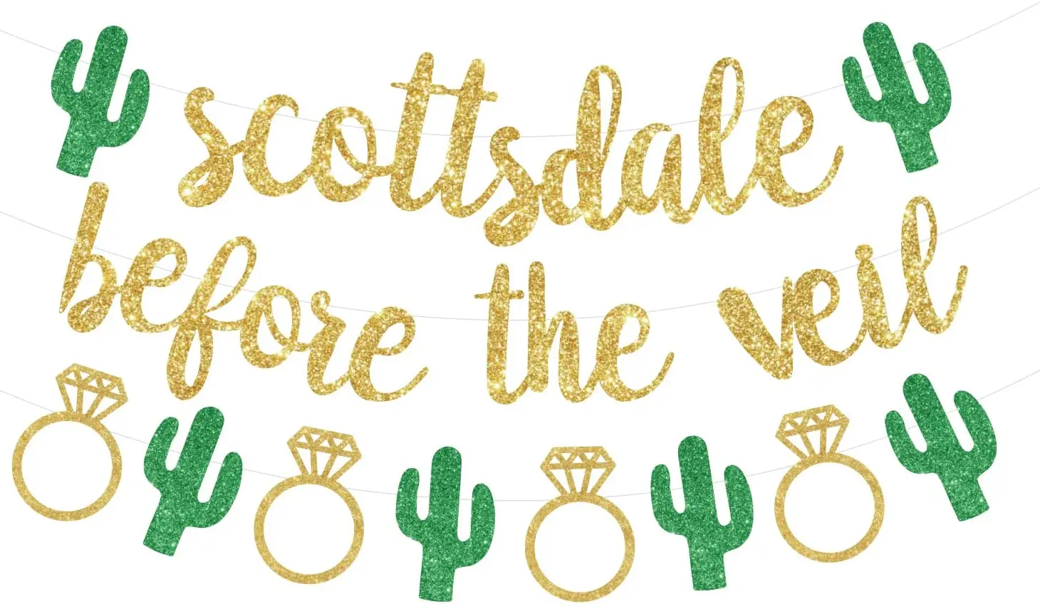 Funmemoir Scottsdale Before The Veil Banner Gold Cactus Diamond Ring Garland Bachelorette Party Bridal Shower Decorations