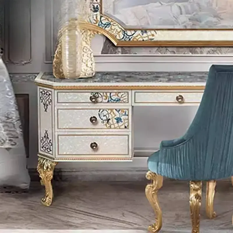Decorations Simple Makeup Vanity Desk Wood Sturdy White Drawer Makeup Vanity Desk Modern Vintage Kaptafel Furniture For Home