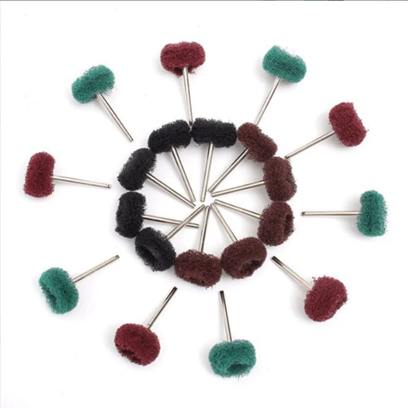 10 adet naylon Fiber Mini matkap aşındırıcı fırça döner fırça ile 3mm/2.35mm Shank Dremel döner aracı aksesuarları için Set