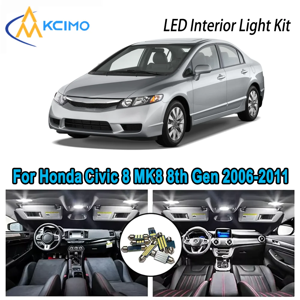 

Premium Bright LED Interior Light Kit for Honda Civic 8 MK8 8th Gen 2006-2011 2007 Dome Map Trunk Car Lamps with Canbus No Error