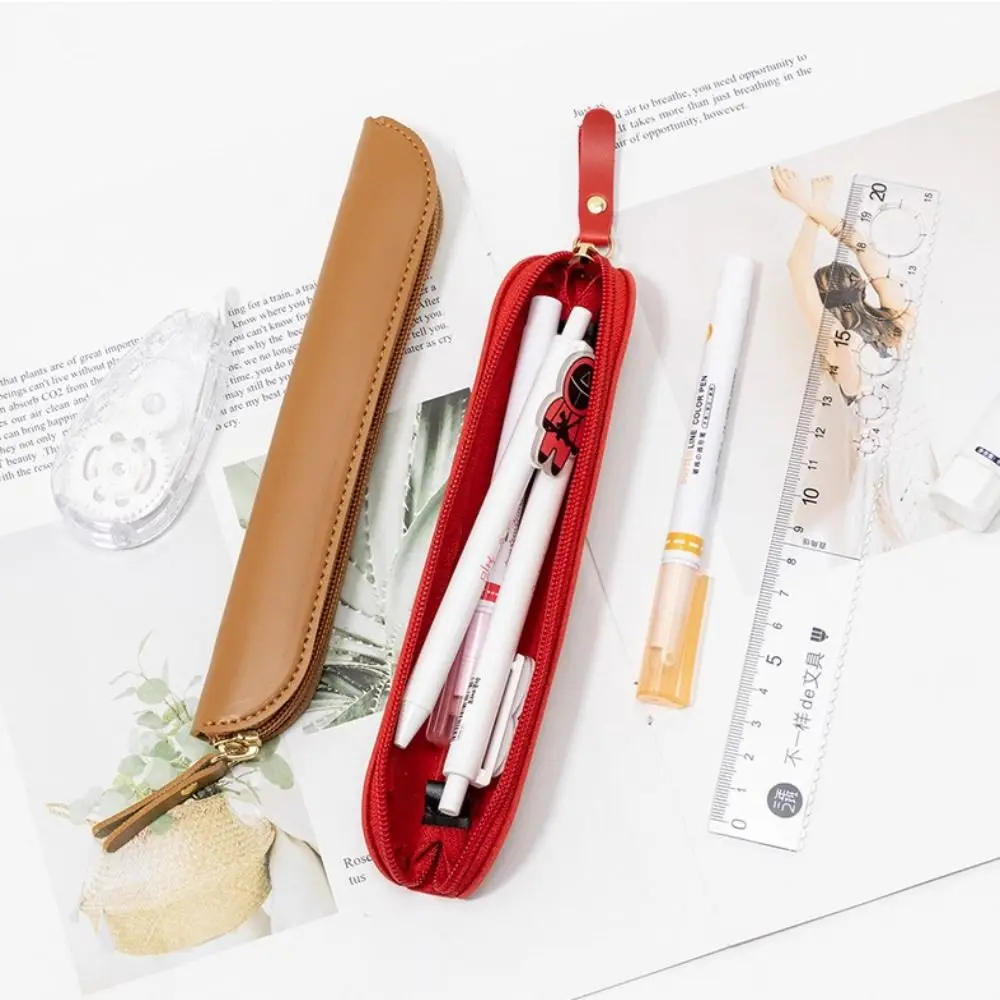 Creative Simple Leather Pen Protective Cover Waterproof Handmade High-end School Office Desktop Organizer Portable