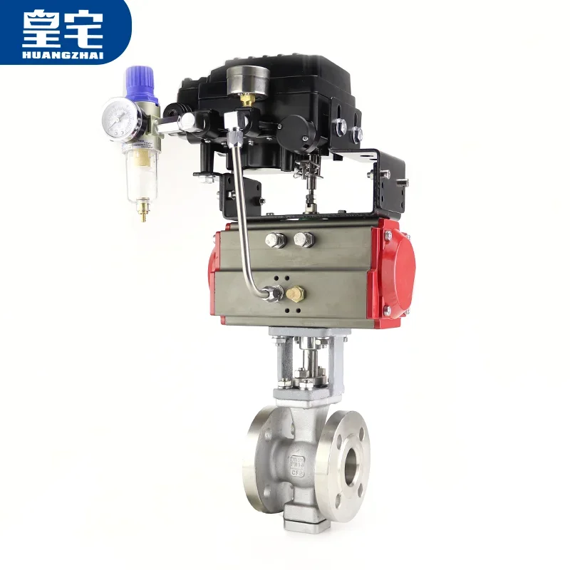 DN65 304 2 Way Pneumatic Actuated Stainless Steel wafer V type Segment Ball Valve with Pneumatic Actuator