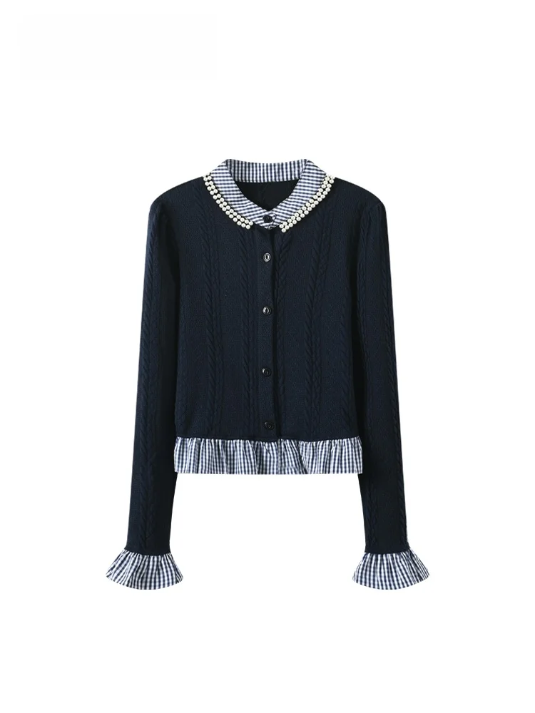 

Женский трикотажный топ больших размеров с длинным рукавом, повседневный, модный, приталенный, с воротником-стойкой, весенняя одежда, роскошный, из полиэстера