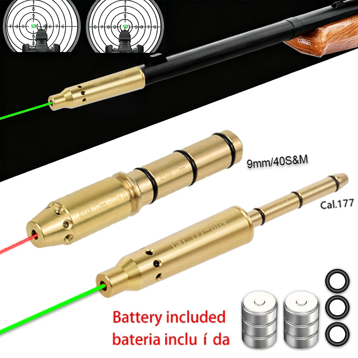 

New Upgrad Laser Bore Sight 9mm .177 .22LR .223Rem Bullet Boresighter Caliber 308Win7mm Red Laser Collimator Cartridge Boresight