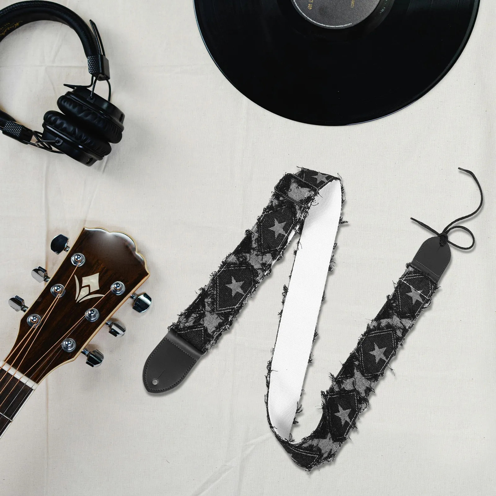 

Padded Guitar Strap Black Thick Cowhide Adjustable For Acoustic Electric Bass Classical Universal Vintage Style Strap