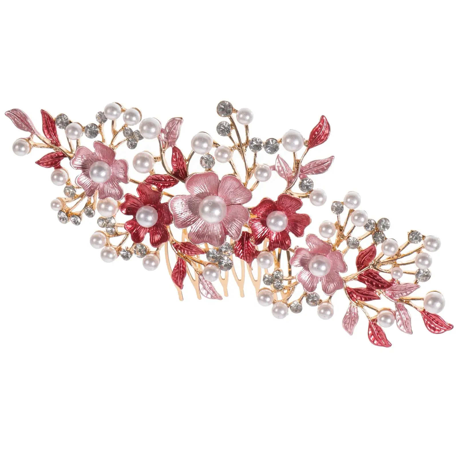 

Pearl Hair Elegant Headdress Rhinestone Clips Elegant Headdress Wedding Tiaras Bridal Accessories Retro Flower Design