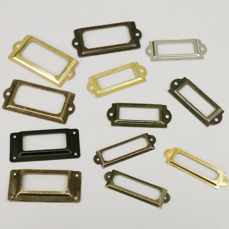 

10PCS Office Library File Drawer Cabinet Card Tag Label Holder Metal Frame with Screws Black Bronze Gold Silver